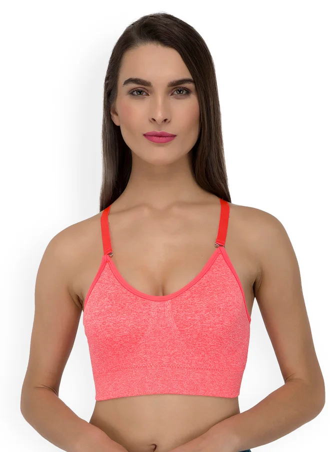 Laceandme Laceandme Red Solid Non-Wired Lightly Padded Racer Back Sports Bra 4374